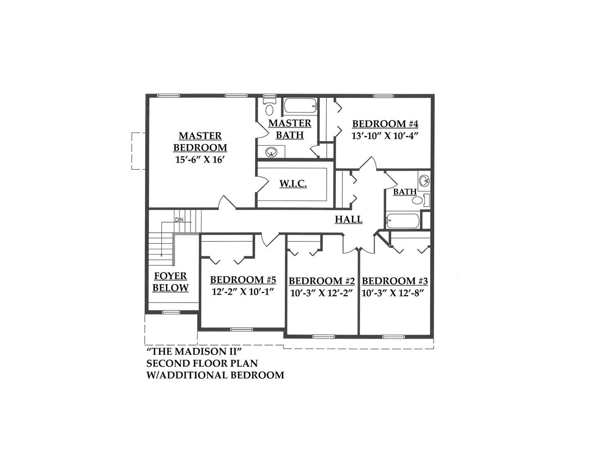 Second Floor Plan W/Additional Bedroom