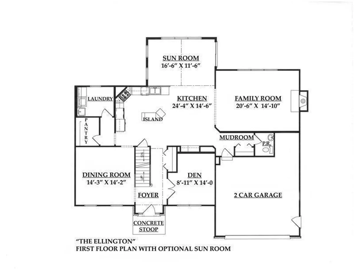 First Floor Plan With Optional Sun Room
