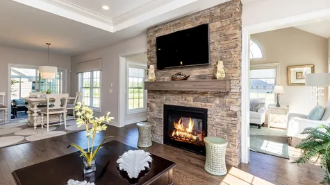 fireplace in a new home in clarence ny by essex homes of wny