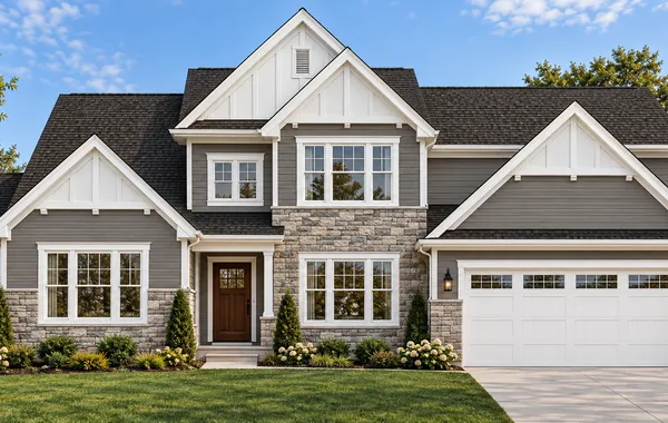 Front elevation of the Davenport Model from Garman Builders