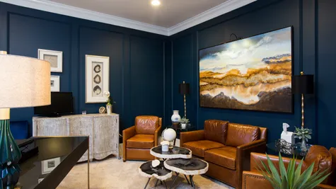 office with blue walls in the Abigail Model from Garman Builders