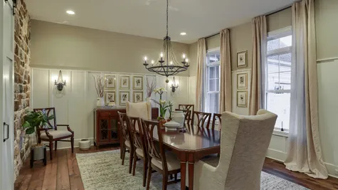 Dining room with chandelier in the Abigail Model from Garman Builders