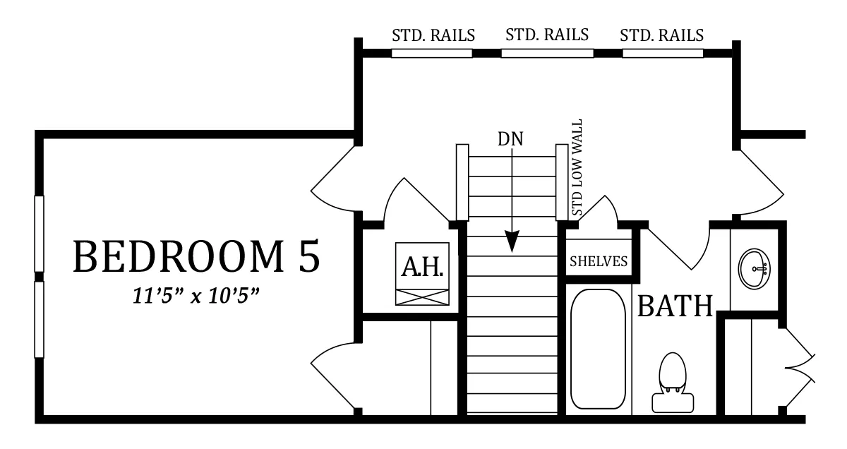 Optional Second Floor | Bedroom #5 in Lieu of Loft