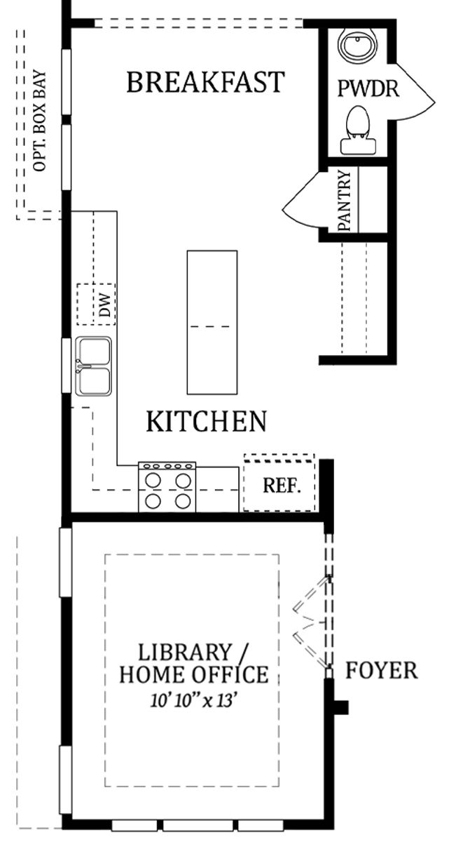 First Floor Plan | Alternate Kitchen with Library / Home Office