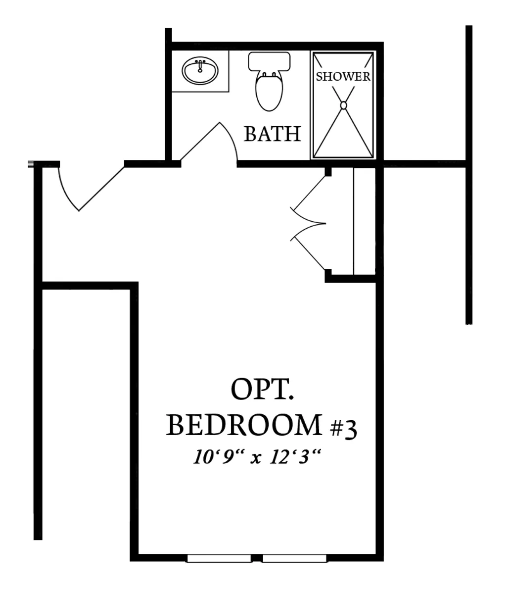 Second Floor Plan | Opt. Bedroom #3 with Opt. Full Bath