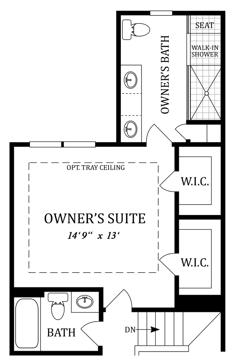 Second Floor | Optional Roman Owner's Bath - with Sunroom Add & 2' Rear Ext.