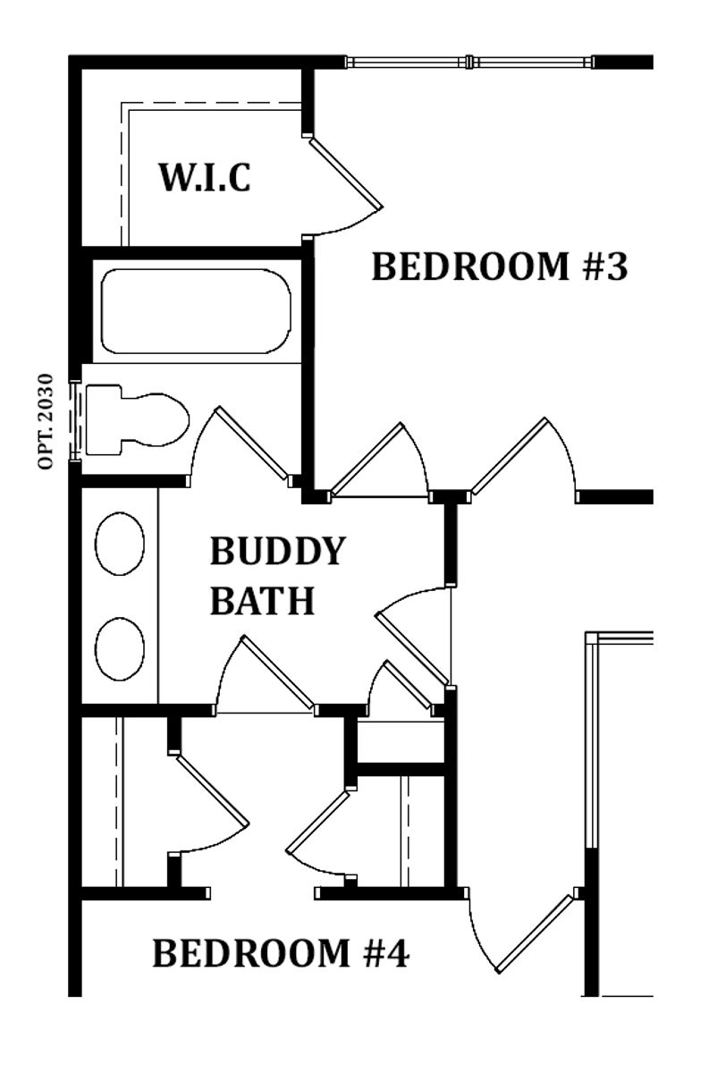 Second Floor Plan | Optional Buddy Bath
