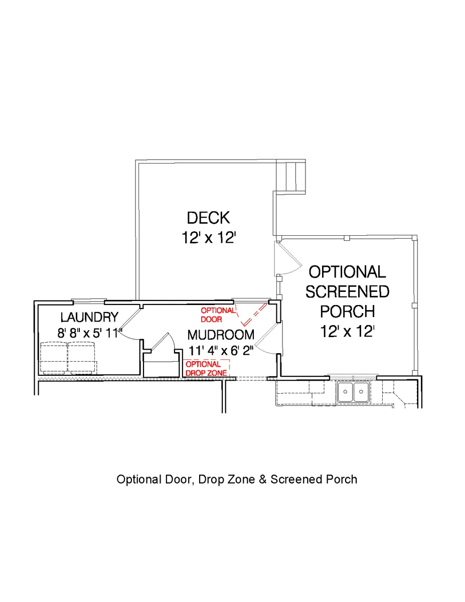 Optional Door, Drop Zone and Screened Porch