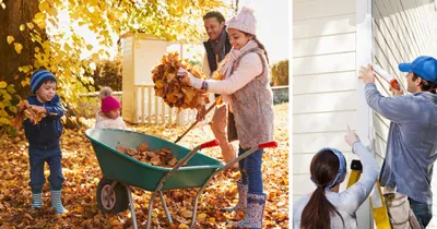 raking leaves and checking the gutters on your home