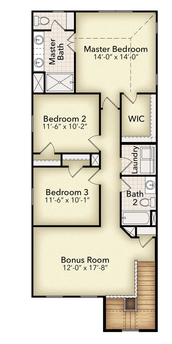 2nd Floor with Optional Hardwood Stairs and Primary Suite Windows