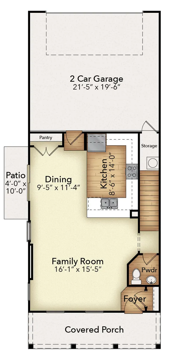 1st Floor with Optional Patio, Fireplace, Hardwood Stairs and Family Room Window