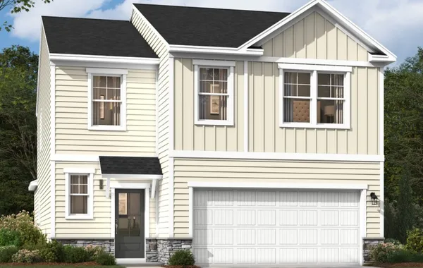 Crisp siding complements stone accents on this mod