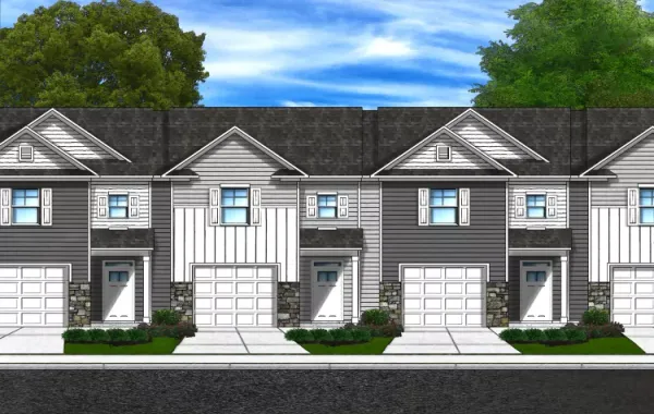 Woodspur Front Exterior as modeled at Townhomes at Heritage Crossing