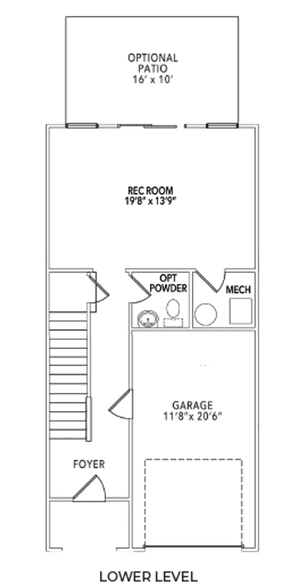 1st floor plan - standard layout with optional patio shown