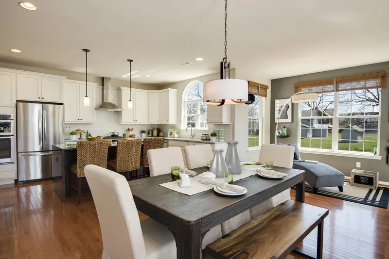 Kitchen and Dining Room in an open concept Hallmark Custom Home
