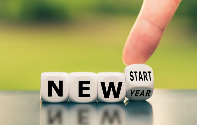 Cubes With Letters Depicting "New Year New Start"