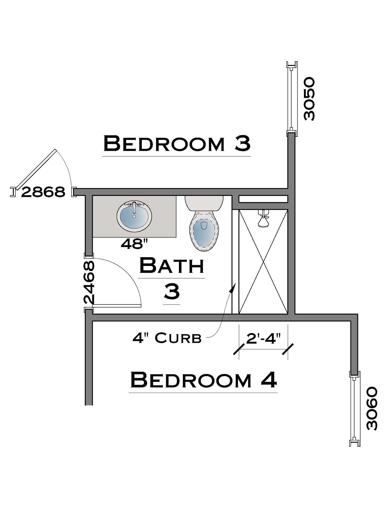 Bath 3 Tile Shower - undefined