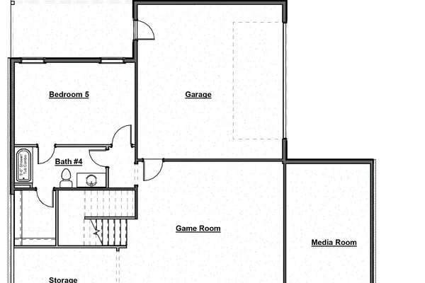 Finished Basement Option Adds Approx. 1,429sf of Living Includes: - Carpeted Flooring in the Game Room, Media Room, Storage, Bedroom, and Closet. -Full Bathroom with Tub/Shower Combo