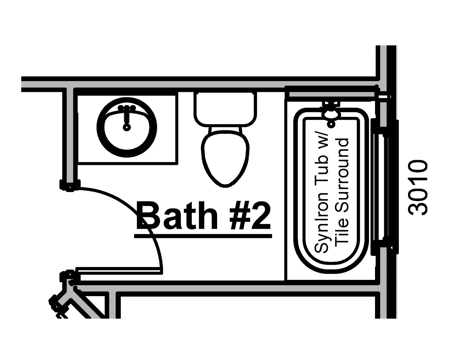 Bath #2 Tub Shower Combo with Tile Surround and Transom Window Option - undefined