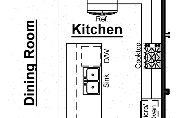 Chef's Kitchen Option Includes: -Wood Hood & Gas Cooktop -Wall Oven & Microwave Stack -Dishwasher