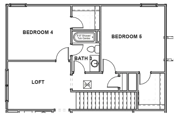 5th Bedroom & Bath Option 1 Adds Approx. 297sf of Living