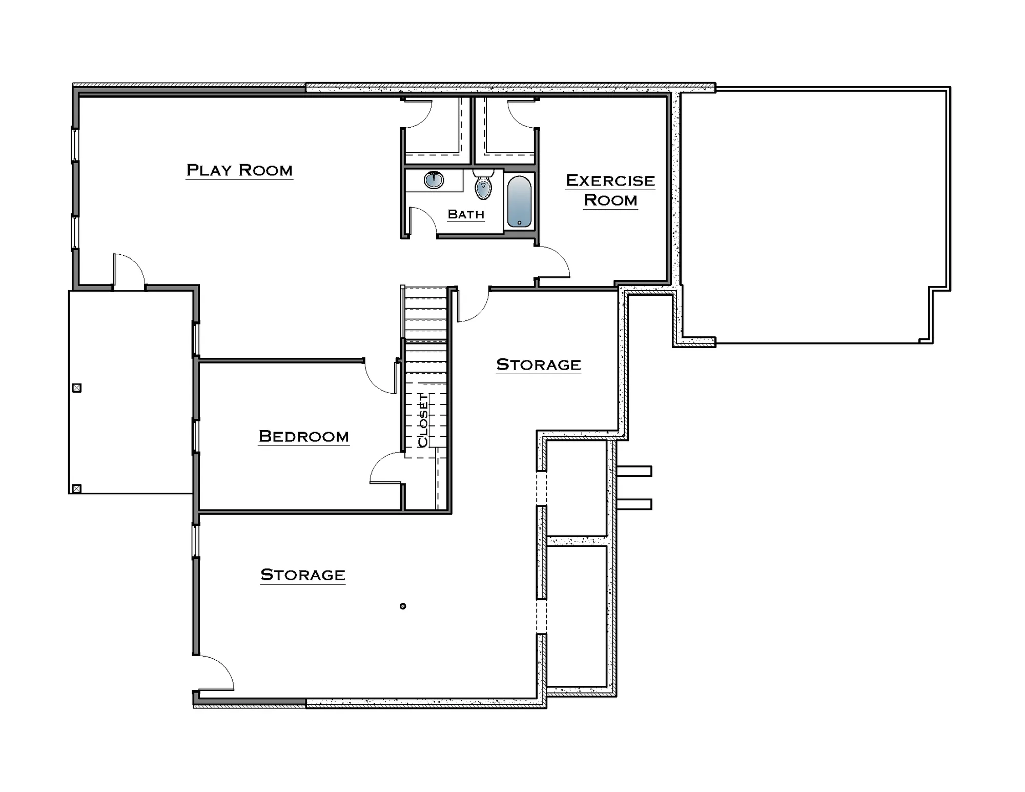 Finished Basement with Breakfast Nook Option, Exercise Room, Play Room, Bedroom, Full Bath, & Unfinished Storage - undefined