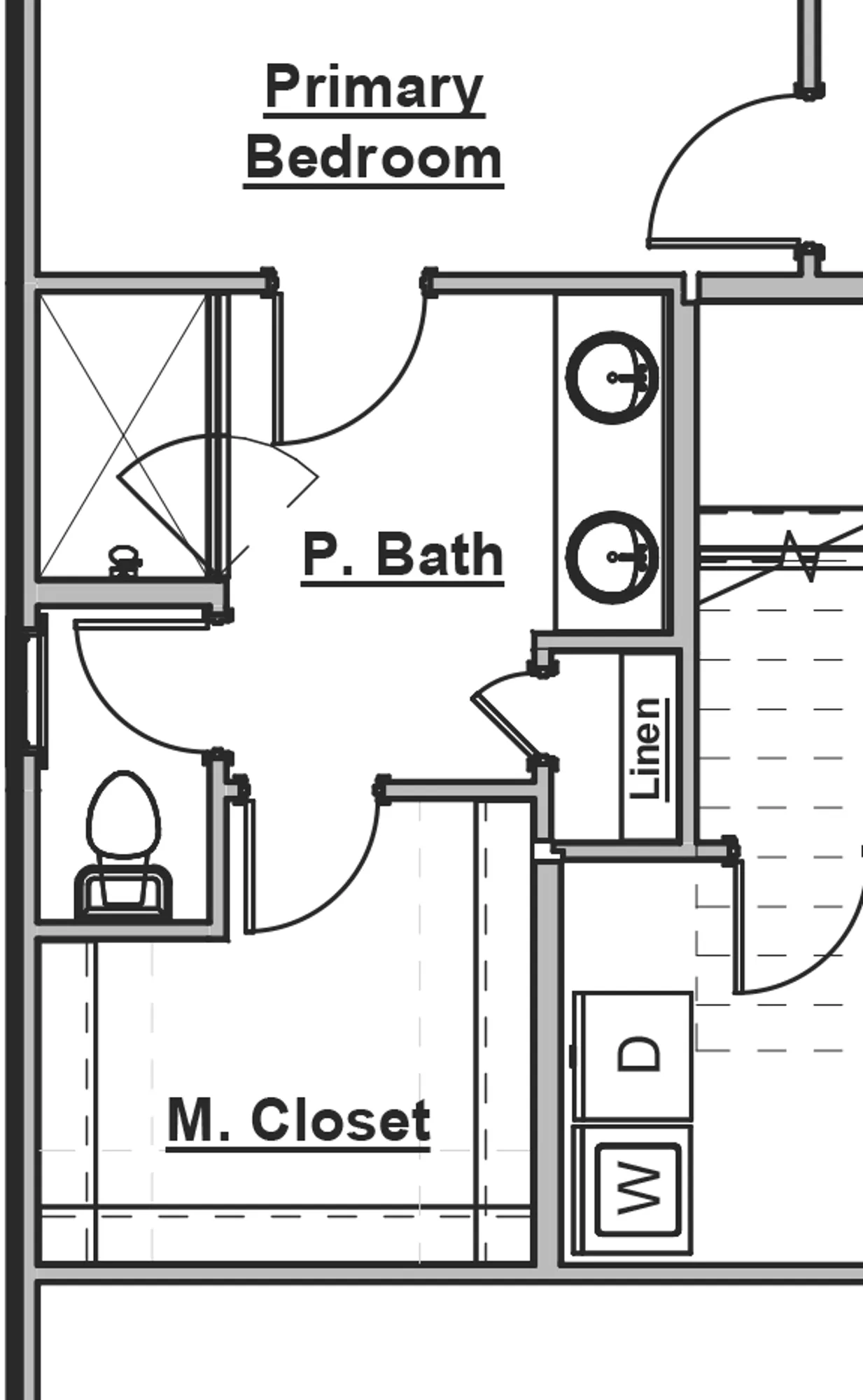 Primary Bath Toilet Room Door Option - undefined