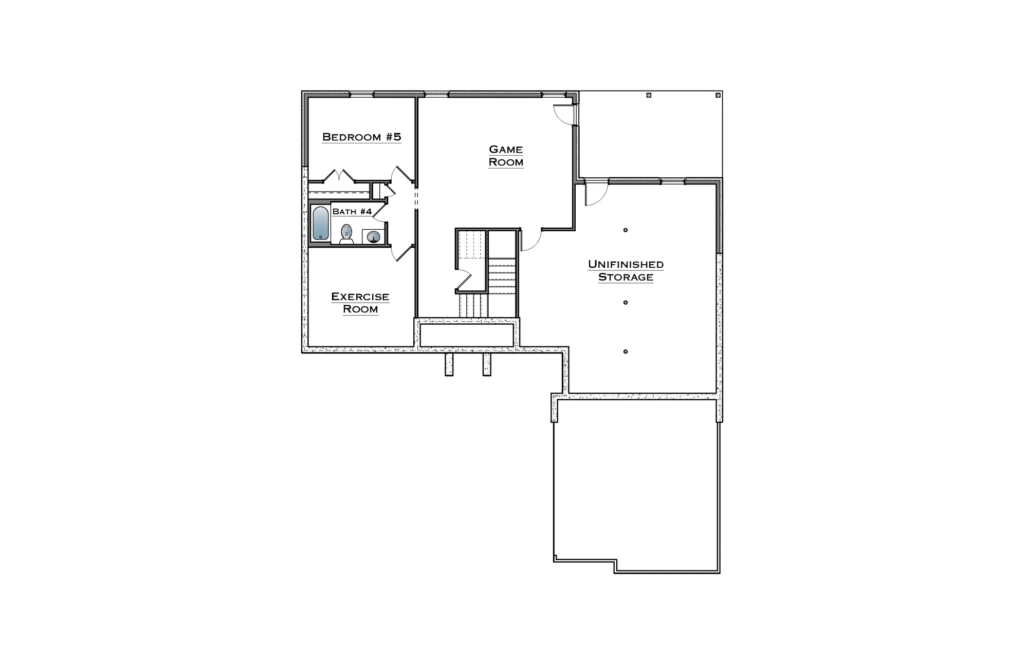 Finished Basement with Game Room, Exercise Room, Bedroom, Full Bath & Unfinished Storage - undefined