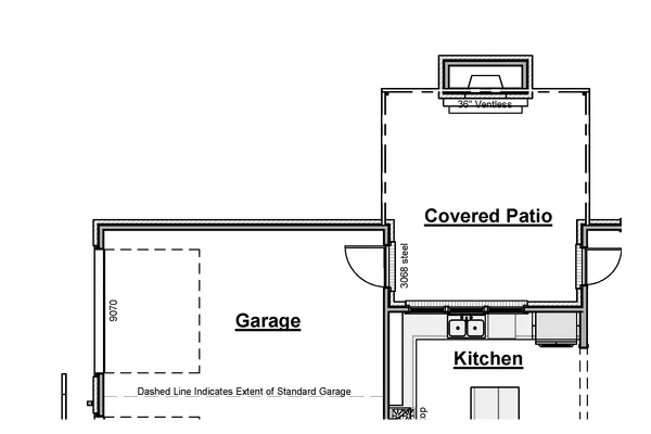 3rd Car Garage with Outdoor Fireplace Option