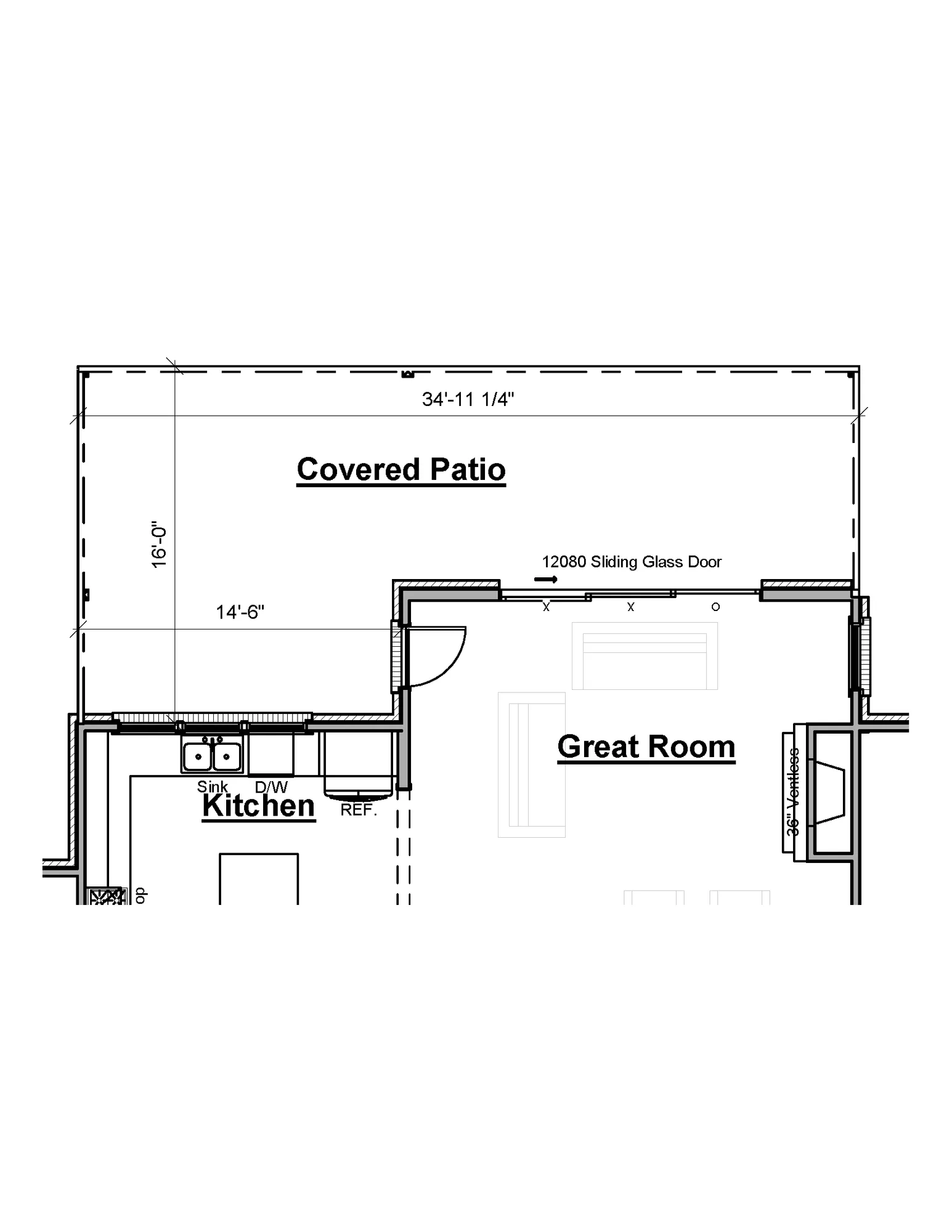 Extended Covered Patio with 12ft Sliding Glass Doors - undefined