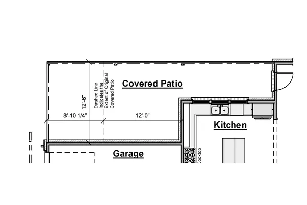 Extended Covered Patio to End of Garage Option