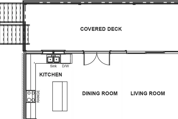 Extended Covered Deck with 12ft Sliding Glass Door Option