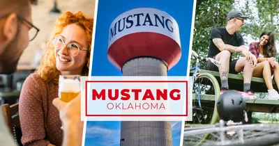 Images of people enjoying life in Mustang and the Mustang water tower.
