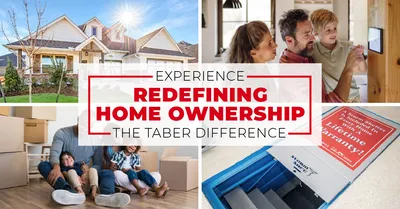 Collage of stock images and the exterior of a Taber home with a graphic of the blog title overlaid.