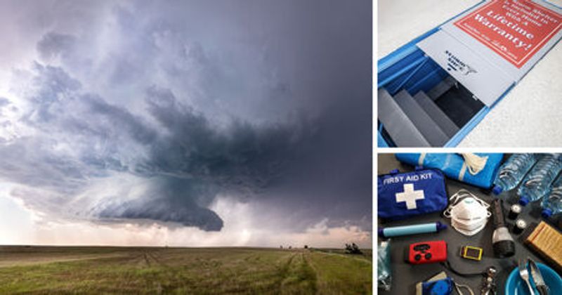 Montage of storm shelter images