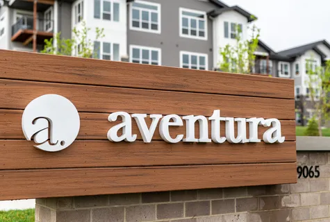 aventura entrance sign by hubbell homes