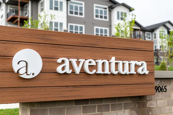 aventura entrance sign by hubbell homes