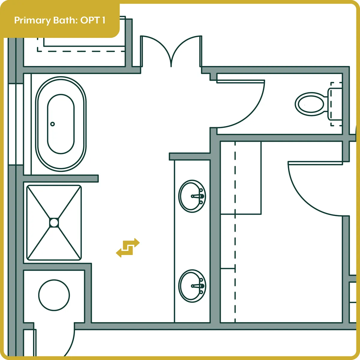 Lawrence. Lawrence Floor Plan - Primary Bath: OPT 1