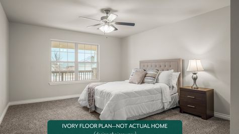 Ivory. Example photo of main bedroom in new home in Norman, OK