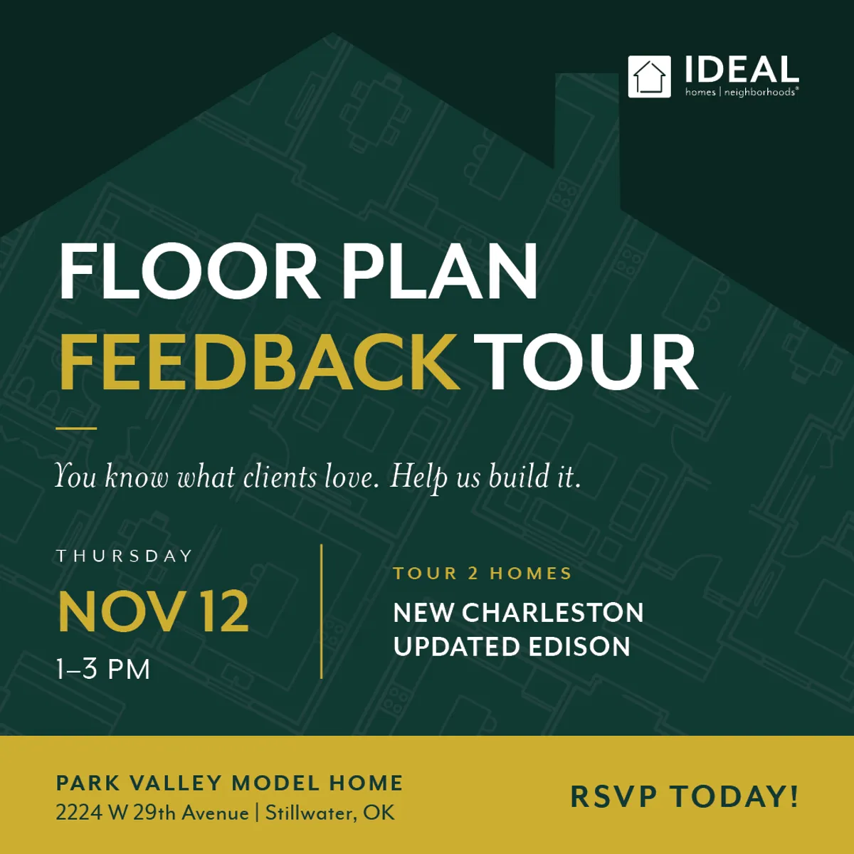 Floor plan feedback tour Nov. 12
