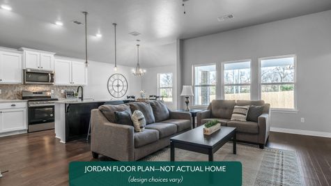 Jordan. Living room and kitchen in new home in Norman, OK
