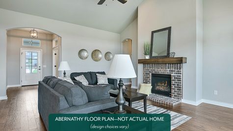 Abernathy. Living room in new home in Norman, OK