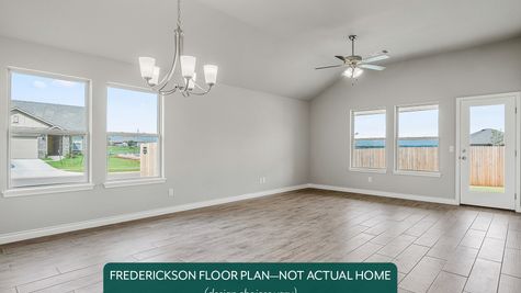 Frederickson. Example photo of living room in new home in Moore, OK