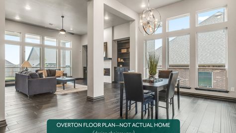 Overton. Example photo of living room and dining room in new home in Norman, OK