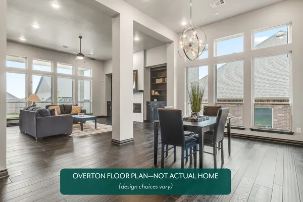 Overton. Example photo of living room and dining room in new home in Norman, OK
