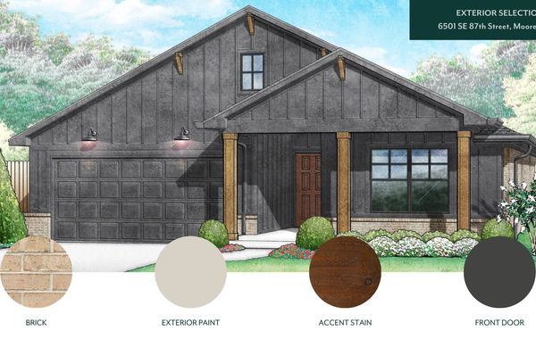 Exterior rendering of home with color selections