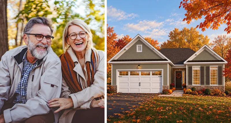 Happy older adults enjoying life at their active adult community within the Lehigh Valley PA in any season.