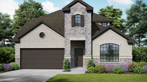 The Pecos: Elevation B + Stone. Images are artist renderings and will differ from the actual home built.