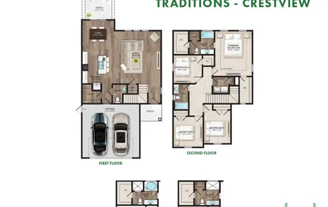 Rendering only. Plan orientation, colors, details, dimensions and upgrades may differ in actual home.