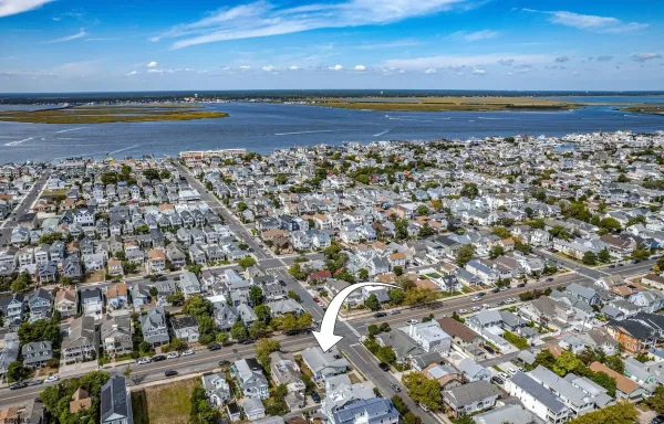 aerial view of homes near beach in Ocean City, NJ